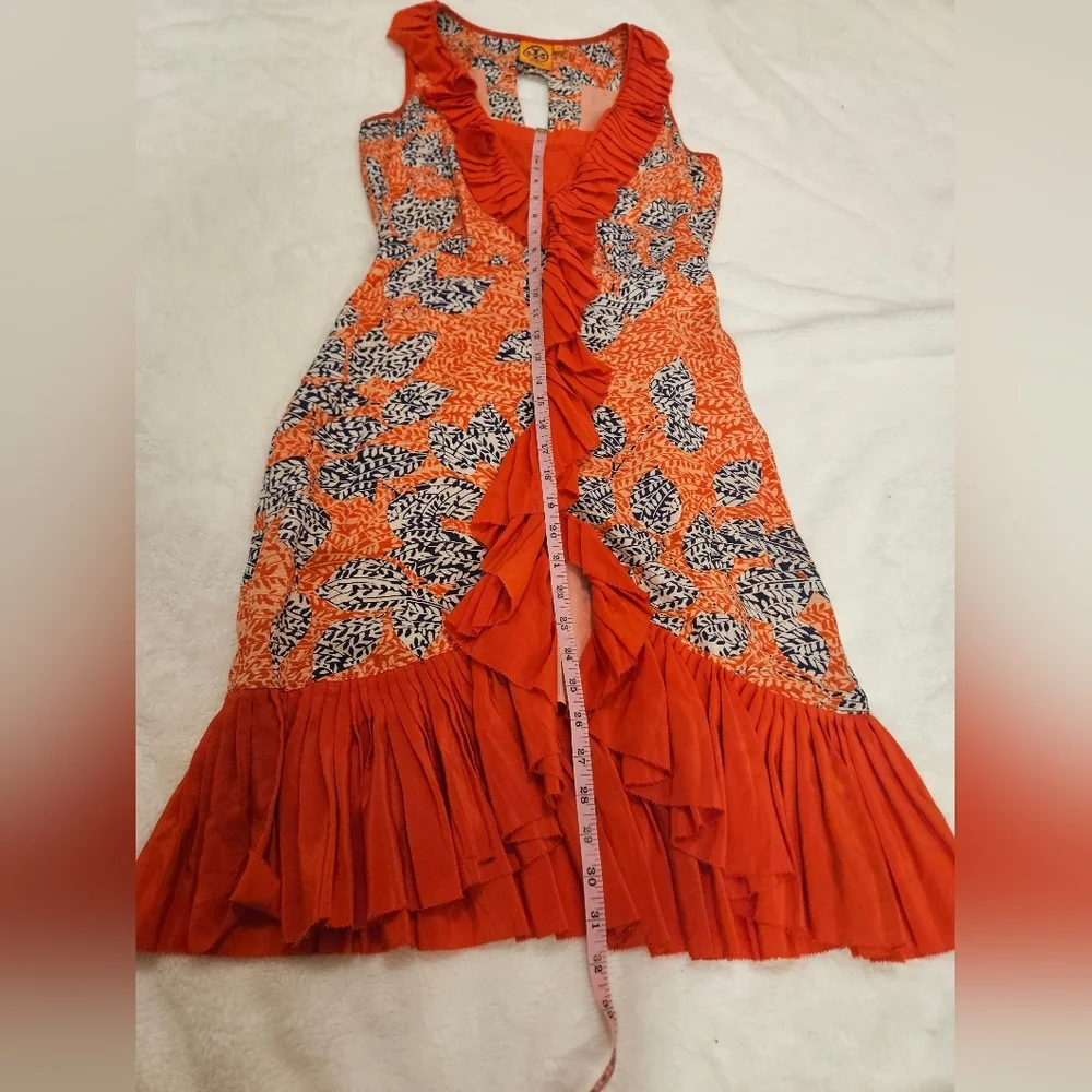 Tory Burch Janetta Silk Ruffle Pleated Dress,Mermaid Hem Size 0 - Picture 9 of 11